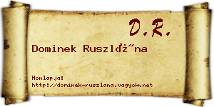 Dominek Ruszlána névjegykártya